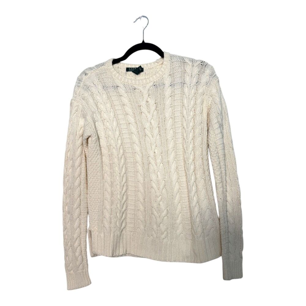 Lauren Ralph Lauren Cotton Cableknit Cream Sweater Women's Size Small